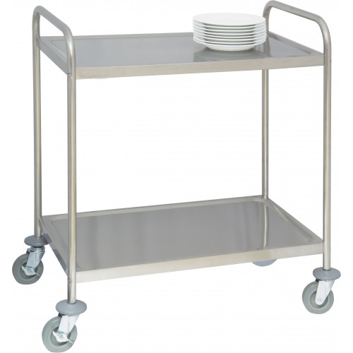 Chariot de desserte cuisine en inox 2 plateaux Chariot de desserte cuisine en inox 2 plateaux