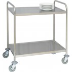 Chariot de desserte cuisine en inox 2 plateaux