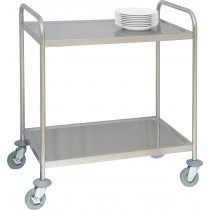 Chariot de desserte cuisine en inox 2 plateaux