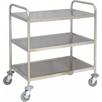Chariot de desserte cuisine en inox 3 plateaux