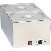 Bain marie professionnel avec robinet de vidange 2 x GN 1/2, en acier inoxydable, 1200 W