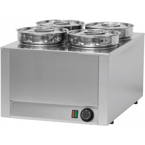 Bain marie à sauce 4 cuves professionnel en acier inoxydable 800 W Bain marie à sauce 4 cuves professionnel en acier inoxydable 800 W