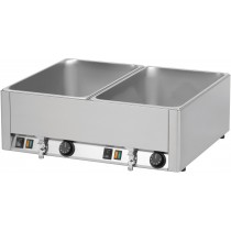 Double bain marie GN1/1 avec 2 robinets de vidange , Acier inoxydable , L - 660 mm , P - 540 mm , H - 220 mm