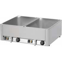 Double bain marie professionnel GN1/1 avec 2 robinets de vidange en acier inoxydable 3000W