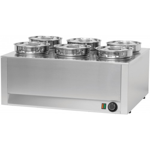 Bain marie à sauce 6 cuves professionnel en acier inoxydable 1200 W Bain marie à sauce 6 cuves professionnel en acier inoxydable 1200 W