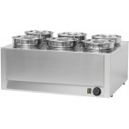 Bain marie à sauce 6 cuves professionnel en acier inoxydable 1200 W