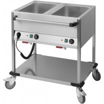 Chariot Bain-Marie à eau 2 GN 1/1 , acier inoxydable 18/10 , 850 x 700 x 900 mm