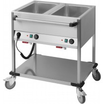 Chariot bain-marie à eau 2 x GN 1/1 professionnel en acier inoxydable 1400 W