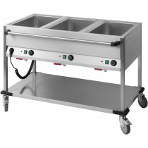 Chariot Bain-Marie à eau 3 GN 1/1 , acier inoxydable 18/10 , 1250 x 700 x 900 mm