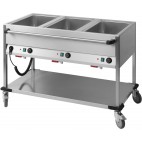 Chariot Bain-Marie à eau 3 GN 1/1 , acier inoxydable 18/10 , 1250 x 700 x 900 mm