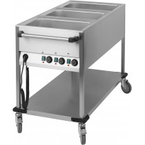 Chariot Bain-Marie à eau 3 GN 1/1 , acier inoxydable 18/10 , 1250 x 700 x 900 mm