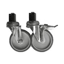 4 Roulettes Ø 100 mm chape inox (2 avec freins, 2 sans frein)
