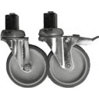 4 Roulettes Ø 100 mm chape inox (2 avec freins, 2 sans frein)